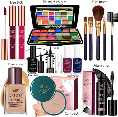 VOZO Makeup Combo Kit One-stop Beauty Package for Beginners and Professionals KT-369(15 Items in the set)