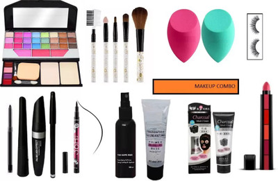 SUBHMUN TYA 6155 KIT , PRIMER , FIXER , 5 IN 1 EDITION LIPSTICK , KAJAL , 36H EYELINER AND 3 IN 1 COMBO SET AND EYELASHES(11 Items in the set)