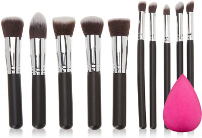 Sh.Huda 10 Pcs Makeup Brushes Set Tool Pro Foundation Eyeliner Eyeshadow With Sponge Puff(11 Items in the set)