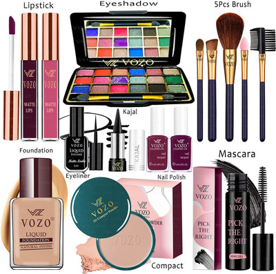 VOZO Makeup Combo Kit One-stop Beauty Package for Beginners and Professionals KT-265(15 Items in the set)