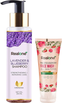 realone Lavender & Blueberry Shampoo And Pink Lotus & Raspberry Facewash(2 Items in the set)