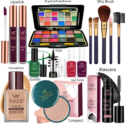 VOZO Makeup Combo Sets One-stop Beauty Package for Beginners and Professionals KT-207(15 Items in the set)
