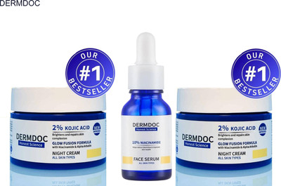 DermDoc Kojic Acid Cream + Serum Pack for Face Glow(3 Items in the set)
