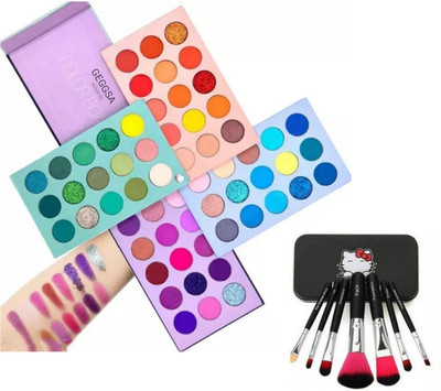 Geggsa 60 Shades Color Board Eyeshadow Palette With kitty Makeup Brush(2 Items in the set)