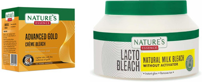 Nature's Essence Advanced Gold Crème Bleach 210gm & Lacto Bleach 500ml for Brightening Skin(2 Items in the set)