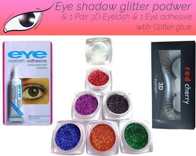 vizo Premium glitter eye shadow glitter powder + 1 Eyelash + 1 Adhesive + 1 Glue(4 Items in the set)