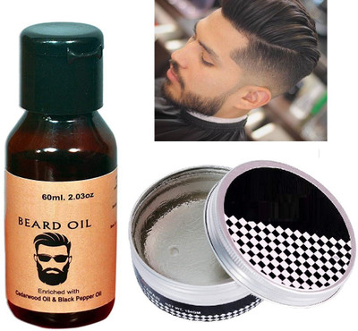 MYEONG perfect men & boy hair styling wax combo with beard oil(2 Items in the set)