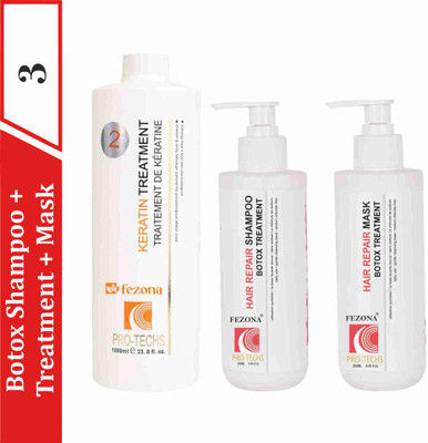 FEZONA PRO TECHS KERATIN TREATMENT 1000 ML + BOTOX SHAMPOO 250 ML + BOTOX HAIR MASK 250 ML(3 Items in the set) FEZONA PRO TECHS KERATIN TREATMENT 1000 ML + BOTOX SHAMPOO 250 ML + BOTOX HAIR MASK 250 ML(3 Items in the set)