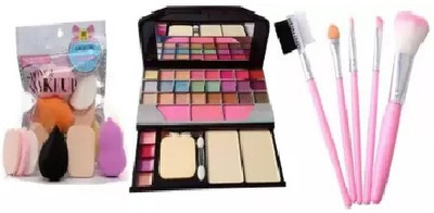 Rastic Forever combo kit 5pc makeup brush set + 6155 Makeup kit Eye shadow + 6 pc beauty blender(12 Items in the set) Rastic Forever combo kit 5pc makeup brush set + 6155 Makeup kit Eye shadow + 6 pc beauty blender(12 Items in the set)