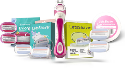 LetsShave Evior 6-Month Women�s Grooming Kit |World's 1st 6 blade,Body Razor & lotion(9 Items in the set)