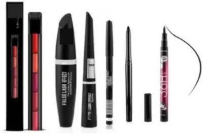 novy huda 5 in 1 Red Lipstick & 3 In 1 (Eyeliner,Kajal,Mascara) & 36 Hour Eyeliner & Kajal (6 Items in the set)(6 Items in the set)