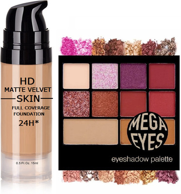 ADJD Mega eyeshadow shimmer and glitter With Matte Perfect Cover Foundation(2 Items in the set)