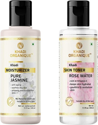 khadi ORGANIQUE Combo of Jasmine Moisturizer And Rose Water/Skin Toner Gulab Jal To Keep Skin Scented & Moisturized(2 Items in the set)