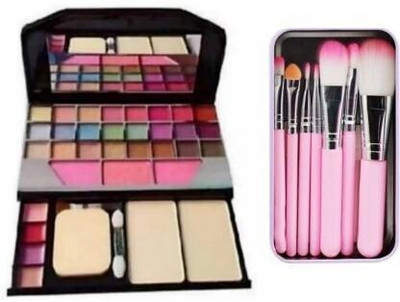Alkaf Makeup Kit With Pack Of 7 Pink Makeup Brushes With Storage Box(2 Items in the set)