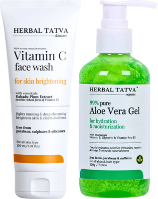 Herbal Tatva Vitamin C Face Wash 100ml & Aloe Vera Gel 200g Combo Kit For Skin Brightening(2 Items in the set)