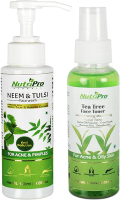 NutriPro Neem Tulsi Face Wash With Tea Tree Face Toner For Acne & Pimples(2 Items in the set)