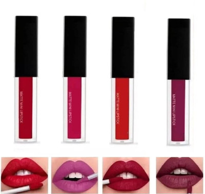 huemic Waterproof Liquid Matte Lipstick Set of 4 pc Red $(4 Items in the set)