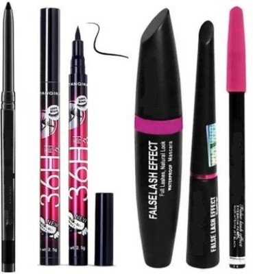 SkinOza Smudge Proof Makeup Beauty Kajal Waterproof Liquid-Eye Liner 36H No Smudge Suitable 3in1Eyeliner , Mascara , Eyebro(5 Items in the set)