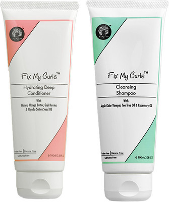 Fix My Curls Cleansing Shampoo with Hydrating Deep Conditioner for Curly and Wavy Hair 100 G Each(2 Items in the set)