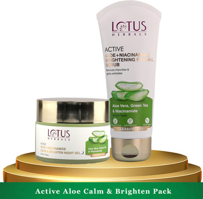 LOTUS HERBALS Active Aloe + Niacinamide Calm & Brighten Pack(2 Items in the set)
