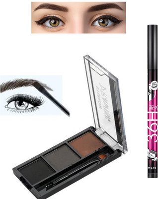Facejewel Eyebrow Powder Palette 3Shades With Eyeliner(2 Items in the set)