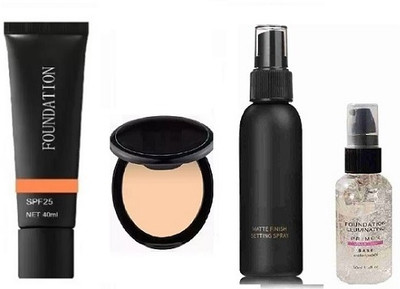 prikcy Makeup Fit Me Foundation, Compact Powder, Setting spray & Primer(4 Items in the set)