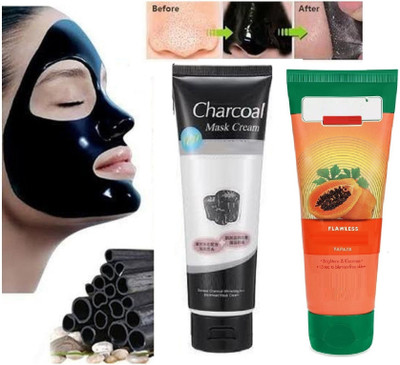 REIMICHI Anti Marks Face Pack Papaya & Face Tech Anti Blackhead Peel Off Charcoal Face Mask(2 Items in the set)