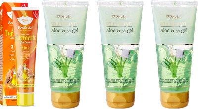 PATANJALI Aloevera Gel 60 ml Pack of 3 With Turmeric Cream 30 grm(4 Items in the set)