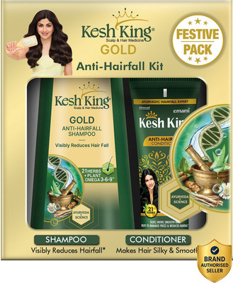 Kesh King Gold Anti Hairfall Kit, For Soft, Smooth & Voluminous Hair(2 Items in the set)