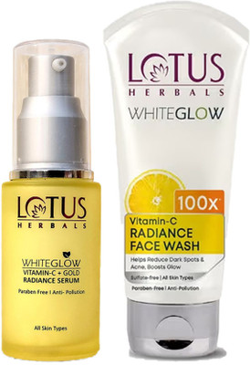 LOTUS HERBALS WhiteGlow Vitamin-C FaceWash & Gold Serum(2 Items in the set)