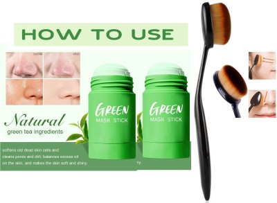 tanvi27 Best Green Tea Purifying Clay Stick Mask & Makeup Blending Foundation Brush(3 Items in the set)