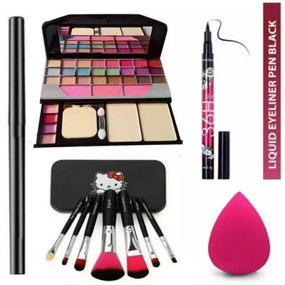 Ashav Huda Beauty Kajal & 6155 Make Up Kit & Make Up Brushes & 36 Hour Eyeliner & Puff(5 Items in the set)