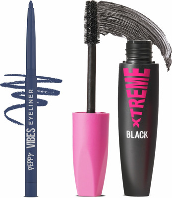 Glam21 Peppy Vibes Matte Smooth Eyeliner -Cloud Nine,0.4gm & Xtreme Mascara|Waterproof Volumizing-Black,10ml|Combo(2 Items in the set)
