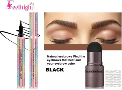 feelhigh Rainbow golden real pen eyeliner 1.6 ml (black) &Hairline Shadow Powder Stick 10g - Black(2 Items in the set)