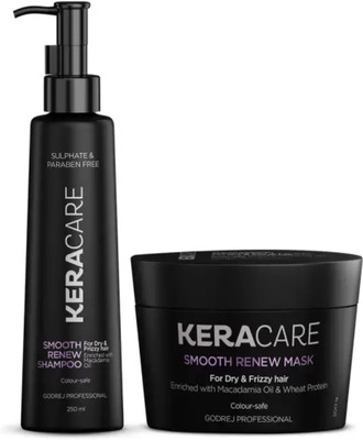 Godrej Professional Smooth Renew Shampoo(250ml) and Mask(200g)|For dry and frizzy hair|Enriched with Macadamia Oil and wheat protein(2 Items in the set)