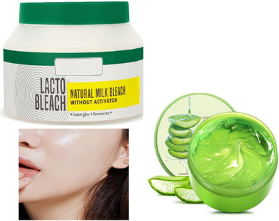 Latixmat Aloe Vera Moisturizing Massage Gel & Lacto Bleach Tan Removal Cream with Milk(2 Items in the set)