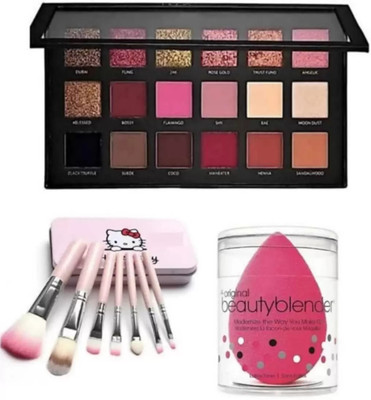 SUBHMUN Rose Gold New Edition Makeup Eyeshadow & 7 Pcs Kitty Makeup Brushes Set With Storage Box & Makeup Puff(3 Items in the set)