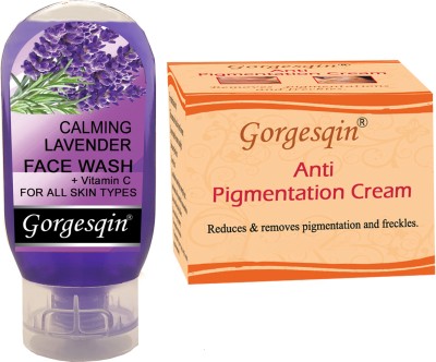 GORGESQIN Anti Pigmentation Cream 10 g, Removes pigmentation and freckles from 7 days, & Face Wash Lavender 100 ml(2 Items in the set)