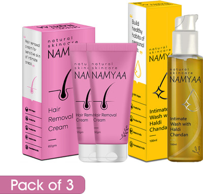 Namyaa Intimate Hygiene Care Set-Hair Removing Cream 120gm & Haldi Chandan Hygiene Wash 100ml(3 Items in the set)