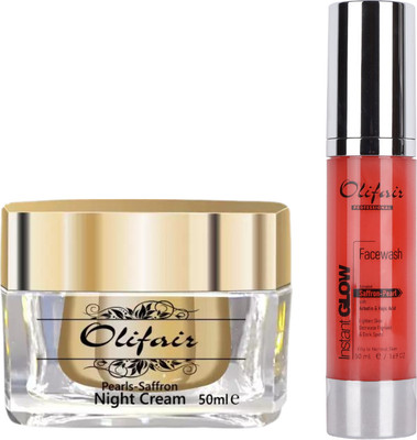Olifair Night Skincare Routine Combo (Night Cream and Vitamin C Facewash) 100ml(2 Items in the set)