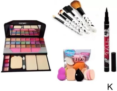 huemic 6155 Makeup Kit + 5 Pcs Brush Set + 36 H Eyeliner + 6 in 1 Makeup Blender K(4 Items in the set)