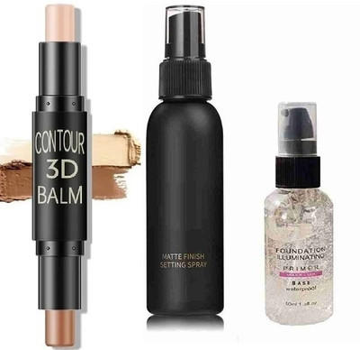prikcy Make Up Combo Pack Contour+ highlights Stick , Fixer & Primer(3 Items in the set)