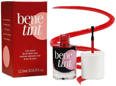 MOLLY MINX Bene Tint Lip and Cheek Stain, Tined Finish Blusher and Liquid Lipstick(Red, 12.5 ml)