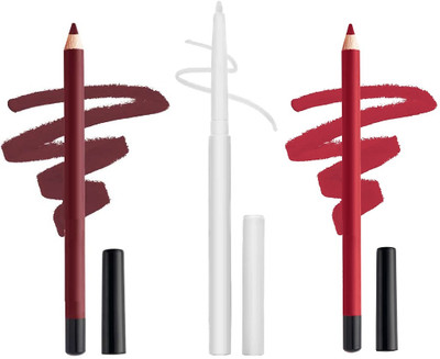 Maryville soft smooth new white kajal with new lip liner pencil pack of 3(3 Items in the set)