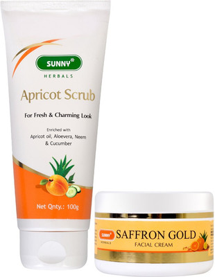 Sunny Herbals Apricot Scrub-100gm and Saffron Gold Facial Cream-100Gm(2 Items in the set)