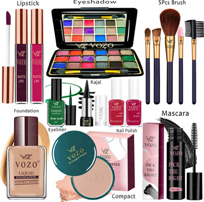 VOZO Makeup Combo Sets One-stop Beauty Package for Beginners and Professionals KT-107(15 Items in the set)