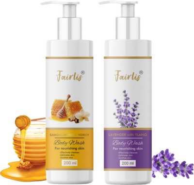 Fairlis Revitalizing Sandalwood & Honey with Lavender Body Wash for Ultimate Skin Hydration and Relaxation(2 Items in the set)