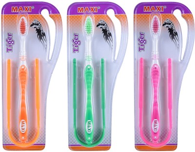 Maxi Tiger Toothbrush & Tongue Cleaner-Oral Hygiene Kit(3 Items in the set)