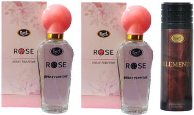 MONET 2 ROSE PERFUME 30ML & 1 ELEMENT DEODORANT 200ML ,PACK OF 3.(3 Items in the set)