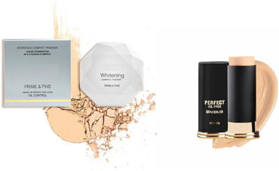 Luipui Premium Whitening Prime & Fine Compact Powder & Perfect Oil Free Concealer Stick(2 Items in the set)